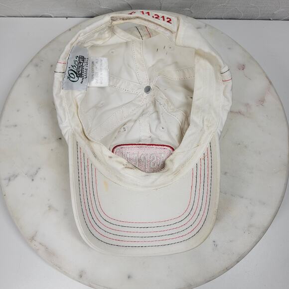 Vintage Obo's‎ Aspen Adjustable Panel Hat Red White Embroidered Cotton Cap - Picture 8 of 16